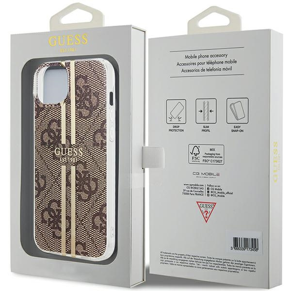 Etui Guess GUHCP15MH4PSEGW iPhone 15 Plus / 14 Plus 6.7" brązowy/brown hardcase IML 4G Gold Stripe Case