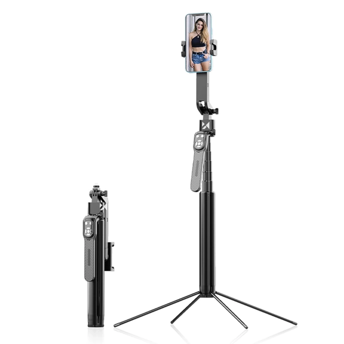 Wozinsky WST-360YS Selfie-Stick mit Stativfunktion mit 360° AI Auto Face Tracking Gestensteuerung - Schwarz