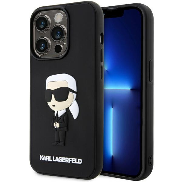 Hülle Karl Lagerfeld KLHCP14L3DRKINK iPhone 14 Pro 6.1" schwarz/schwarz hartcase Gummi Ikonik 3D Case