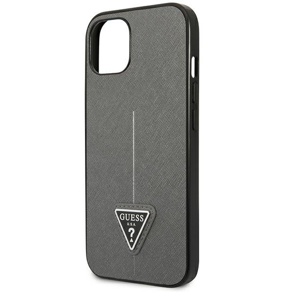 Guess GUHCP14SPSATLG iPhone 14 6.1" silver/silver hardcase SaffianoTriangle Logo