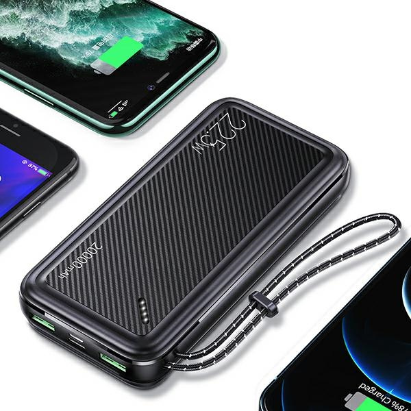 USAMS Powerbank PB60 20000mAh 22.5W 2xQC3.0+PD Fast Charge black/black 20KCD16801 (US-CD168)