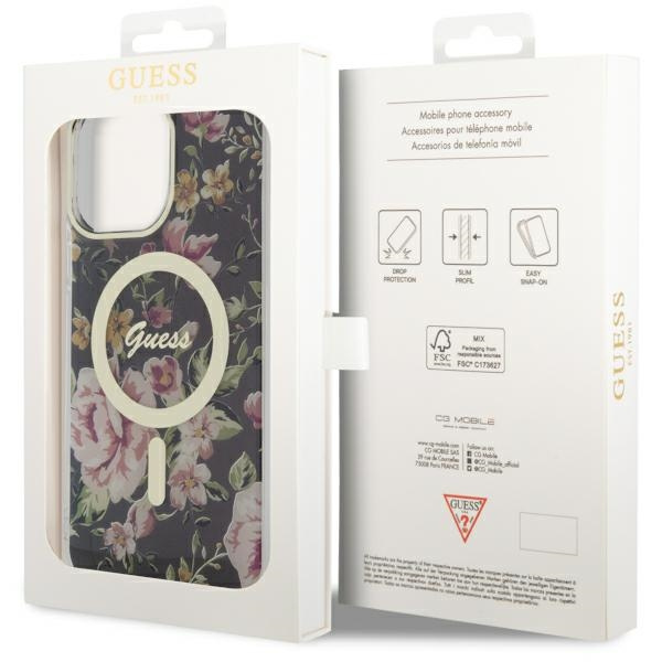 Coque Guess GUHMP14XHCFWSK iPhone 14 Pro Max 6.7" noir/noircase Flower MagSafe Case