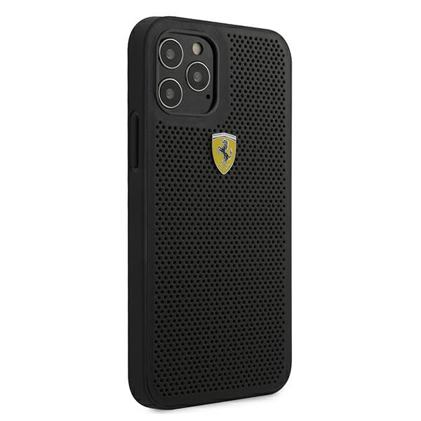 Coque FERRARI Apple iPhone 12 12 Pro On Track Mallette noire perforée