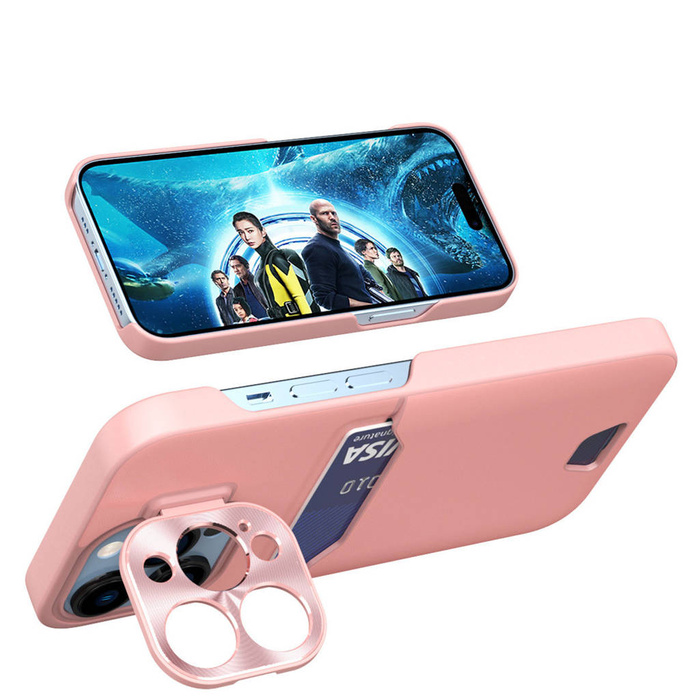 Kožené pouzdro Stand Case na peněženku na karty Samsung Galaxy S23+ se stojánkem růžové