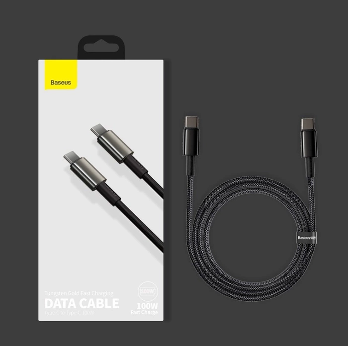 Baseus CATWJ-01 USB-C – USB-C PD QC-Kabel 100 W 5 A 1 m – schwarz