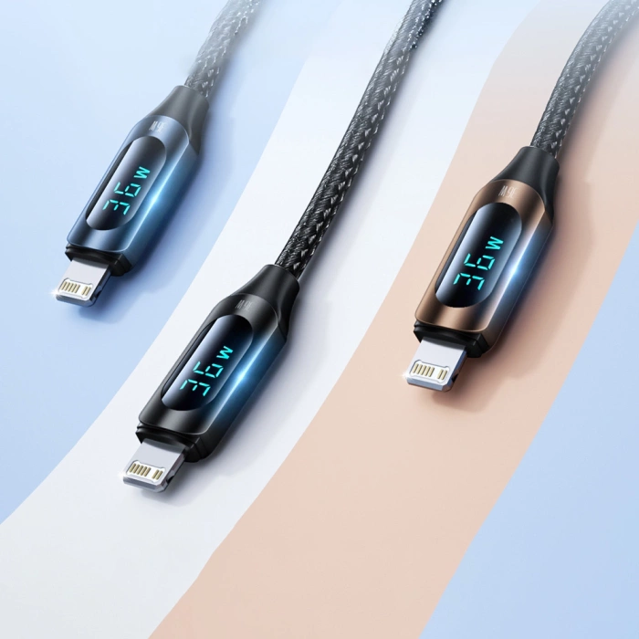 USB-C cable - Lightning Wozinsky WUCLC1 with LED display 36W 1m - black