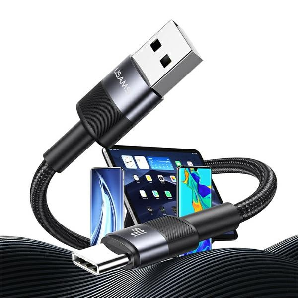 USAMS SET Kabel USB na USB-C 3A 1.2m Fast Charging stalowy/tarnish 30 szt. SJ718ZJ01 (US-SJ718)