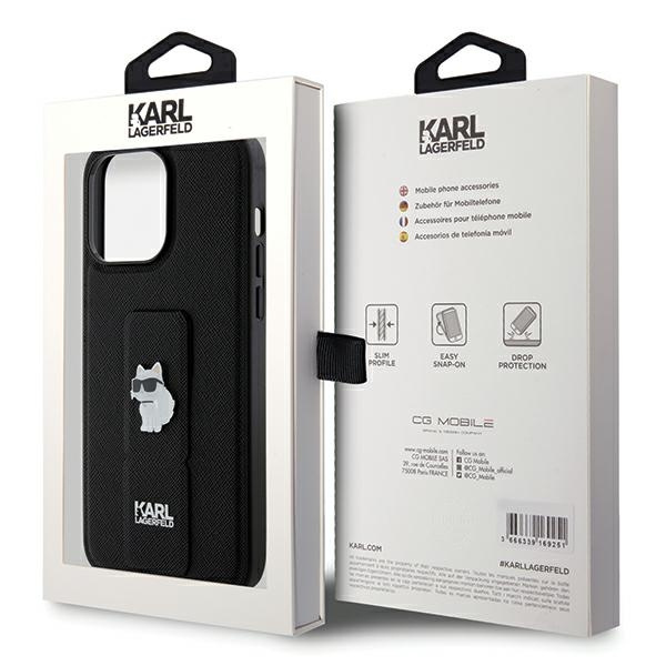 Etui Karl Lagerfeld KLHCP13LGSACHPK iPhone 13 Pro / 13 6.1" czarny/black hardcase Gripstand Saffiano Choupette Pins Case