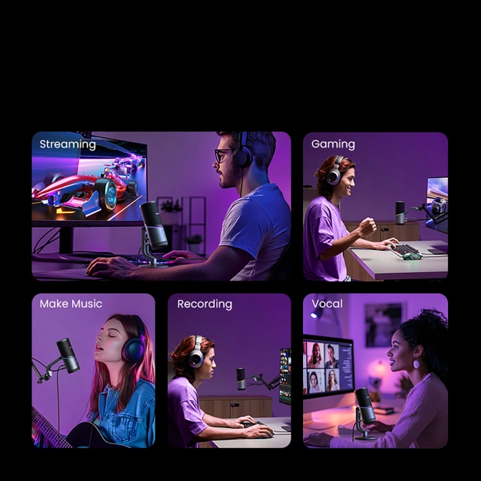 Ugreen CM769 Desktop-Mikrofon mit USB-A, RGB-LED - Silber