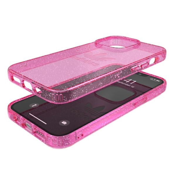 Adidas OR Protective iPhone 13 Pro / 13 6.1" Clear Case Glitter pink/pink 47121