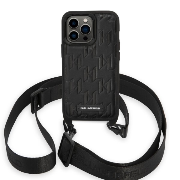 Karl Lagerfeld KLHCP14XSTMMK iPhone 14 Pro Max 6,7" hardcase black/black Monogram Plaque Logo Strap