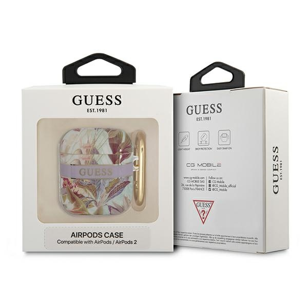 Case GUESS Apple AirPods Cover Flower Strap Collection Purple Case