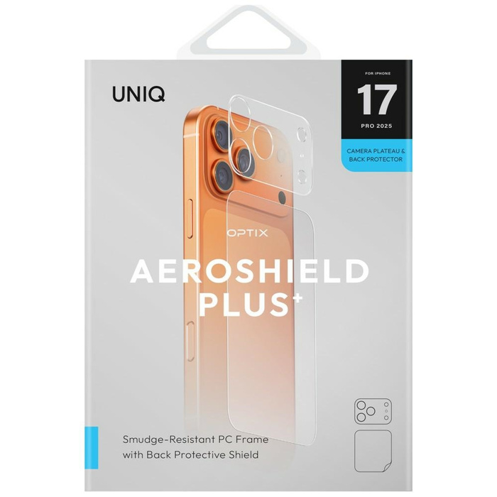Ochrona modułu aparatu i tylnego panelu  UNIQ Optix Aeroshield+ Camera Module Protector do iPhone 17 Pro przezroczysty