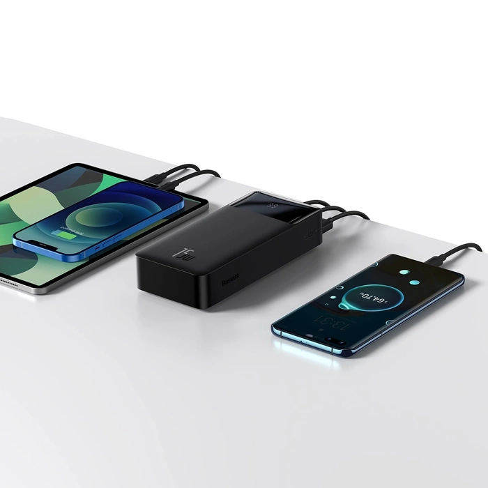 Baseus Bipow powerbank con display 30000mAh 15W nero (Overseas Edition) + cavo USB-A - Micro USB 0,25m nero (PPBD050201)