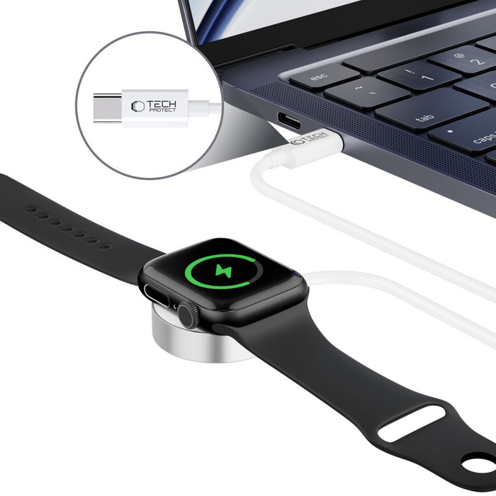 Kábel Usb-c típusú Tech-protect Ultraboost Magnetic Charging 120cm Apple Watch Fehér