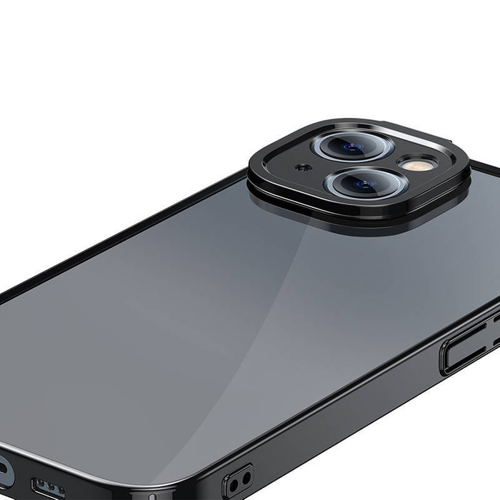 Baseus Glitter iPhone 14 Plus Átlátszó tok és üvegfólia (fekete)