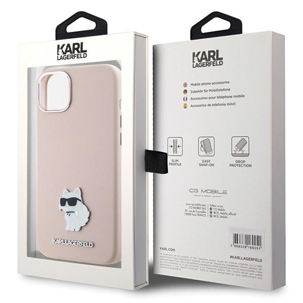 Etui Karl Lagerfeld KLHCP15SSMHCNPP iPhone 15 6.1" różowy/pink Silicone Choupette Metal Pin Case