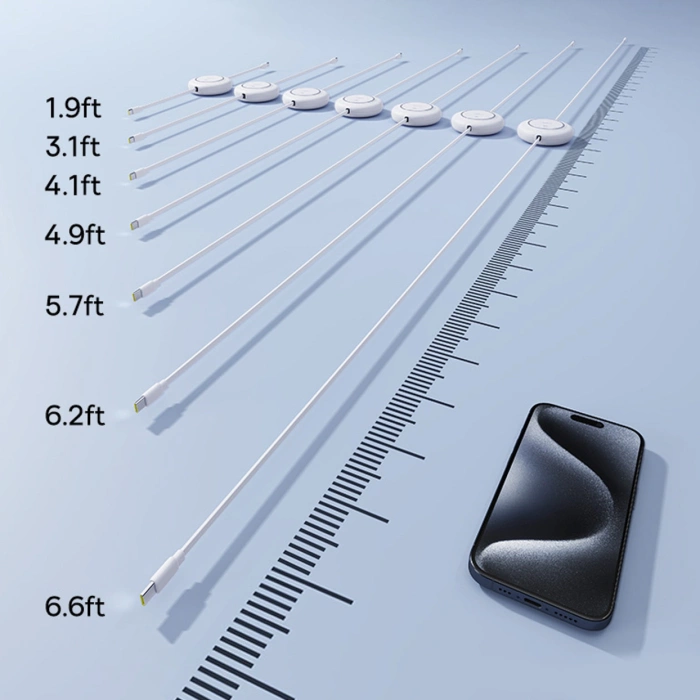 Kabel Baseus Free2Pull Mini 100W zwijany USB-C - USB-C 2m - biały