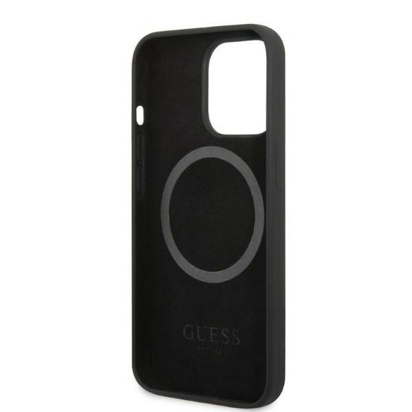Case GUESS Apple iPhone 13 Pro Max Silicone Logo Plate MagSafe Black Hardcase