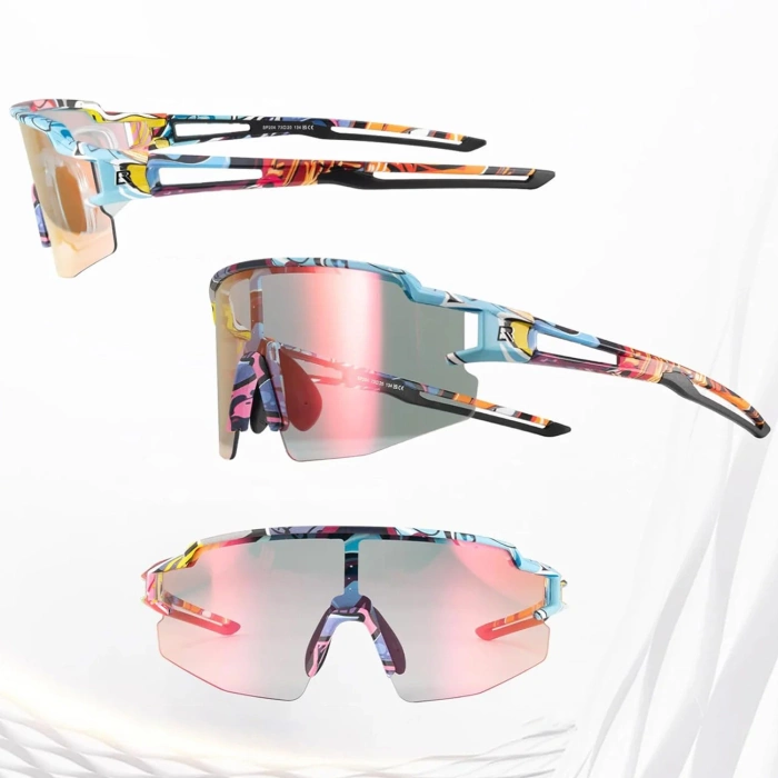 Rockbros Photochrome Fahrradbrille mit UV-Schutz und Korrektureinsatz - Mehrfarbig