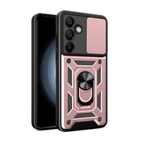 Hybrid Armor Camshield with Camera Cover and Metal Ring for Samsung Galaxy S24 FE - Pink