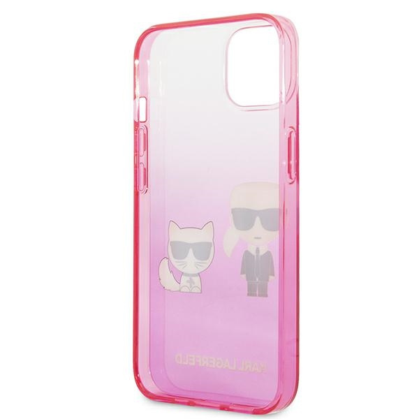 Case KARL LAGERFELD Apple iPhone 13 Mini Gradient Iconic Karl &amp; Choupette Pink Hardcase