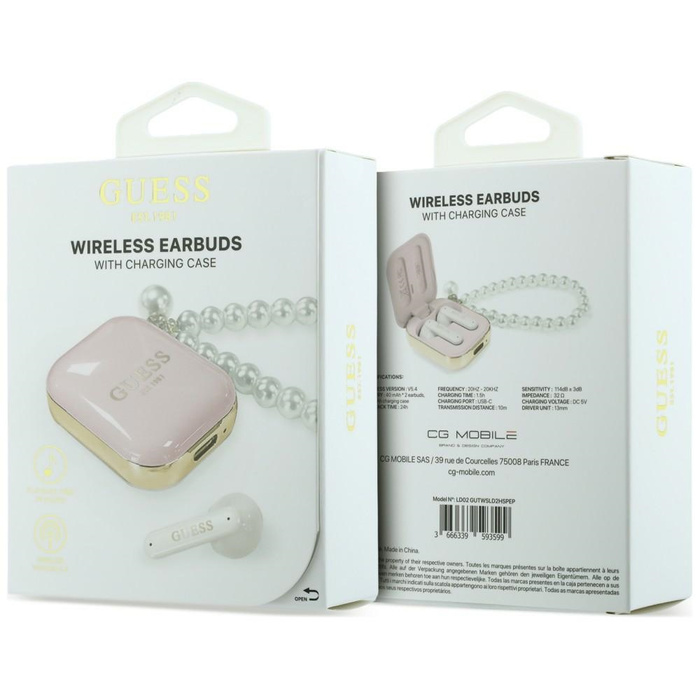 Słuchawki TWS Guess Pearl Strap różowy
