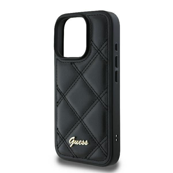 Etui Guess iPhone 16 Pro 6.3" czarny/black hardcase Quilted Metal Logo