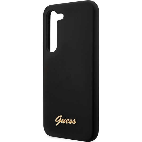 Funda Guess GUHCS23SSLSMK S23 S911 negro/negro durocase Silicona Logo Vintage Oro Case