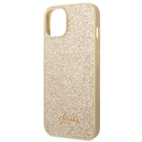 Hülle Guess iPhone 14 Plus 6,7" gold/gold hart case Glitter Schrift