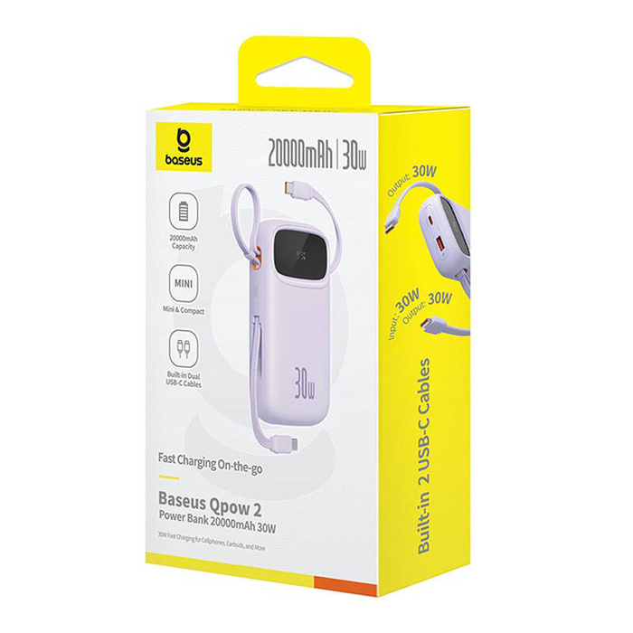 Powerbank Baseus QPow 2 20000mAh 30W 2xUSB-C (fioletowy)