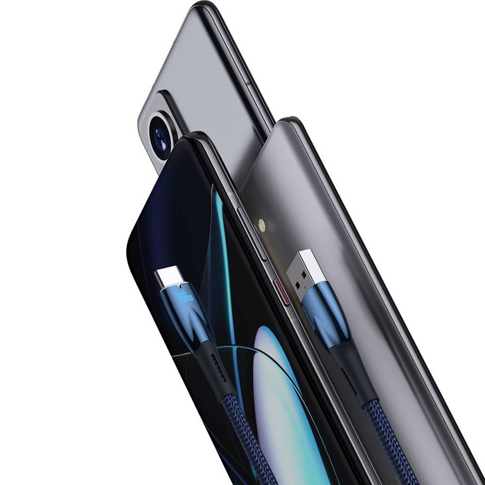 Câble de charge rapide Baseus Glimmer Series USB-A - USB-C 100W 480Mbps 1m bleu