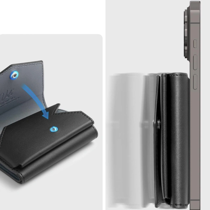 Geldbörse Spigen VALENTINUS PRO MagSafe WALLET BLACK