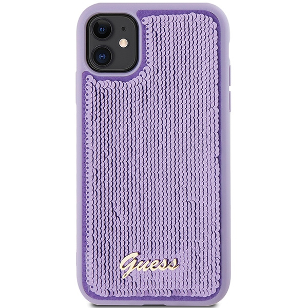 Etui Guess GUHCN61PSFDGSU iPhone 11 / Xr 6.1" fioletowy/purple hardcase Sequin Script Metal Case