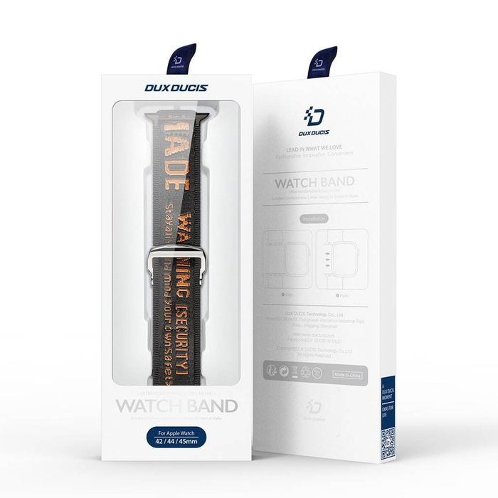 Řemínek Dux Ducis Strap (Outdoor Version) řemínek Apple Watch Ultra, SE, 8, 7, 6, 5, 4, 3, 2, 1 (49, 45, 44, 42 mm) nylonový náramek černo-oranžový