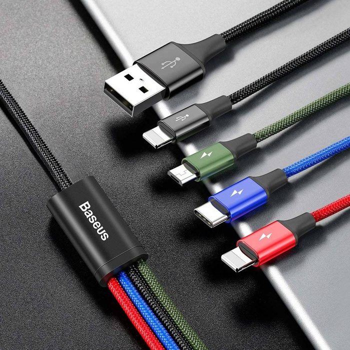 Baseus 2x Lightning / USB Type C / micro USB nylon braided cable 3.5A 1.2m black (CA1T4-A01)