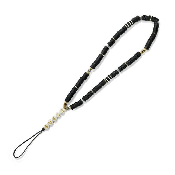GUESS Phone Strap Heishi Beads Pendant Black
