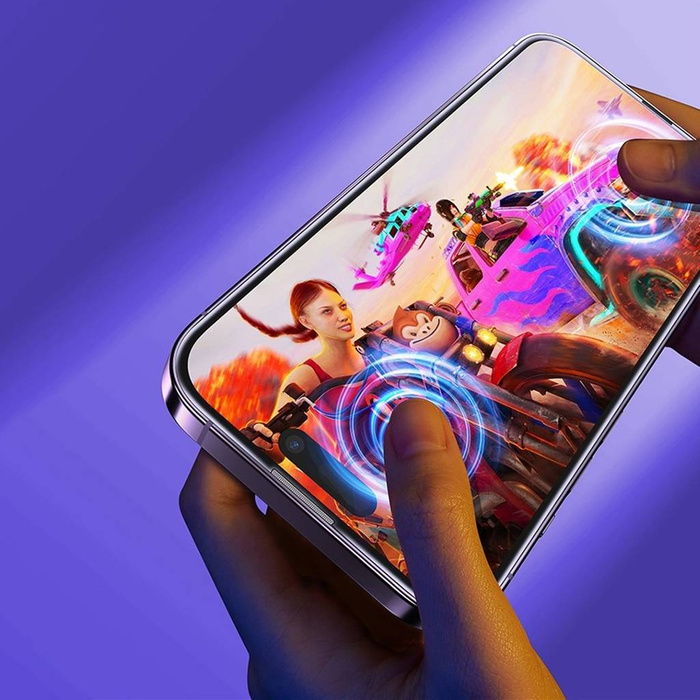 Tvrzené sklo Baseus pro celou obrazovku pro iPhone 14 Pro s krytem reproduktoru 0,3 mm + montážní rámeček