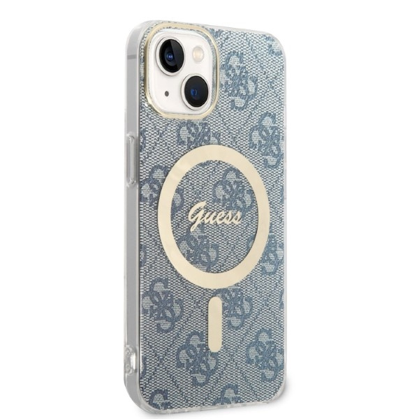 Kit Telefontok Guess Case+ töltő iPhone 14 6.1" kék/kék kemény case 4G nyomtatás MagSafe