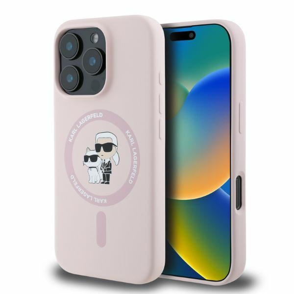 Etui Karl Lagerfeld iPhone 16 Pro Max różowy/pink HC MagSafe Silicone KC Heads Ring