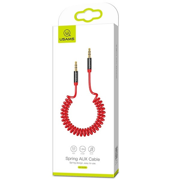 Adattatore USAMS Jack 3.5mm - Jack 3.5mm Spring Audio 1.2m SJ256YP02 US-SJ256 Rosso