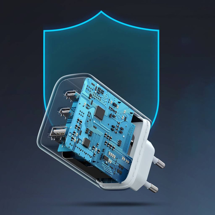 Ugreen Schnellladegerät 2x USB Typ C / USB 65W PD3.0, QC3.0 / 4.0 + weiß (CD275)