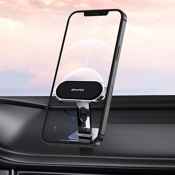 AWEI magnetyczny uchwyt samochodowy X19 na kokpit srebrno-czarny/silver-black