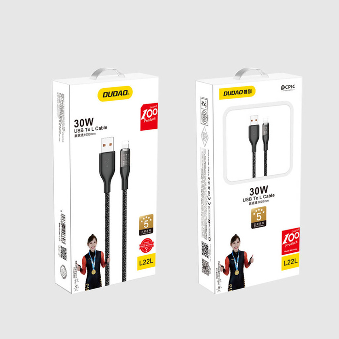 Cable de carga rápida 30W 1m USB - Lightning Dudao L22L - gris