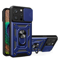 Funda Hybrid Armor Camshield para iPhone 14 Pro Max funda blindada con tapa de cámara azul