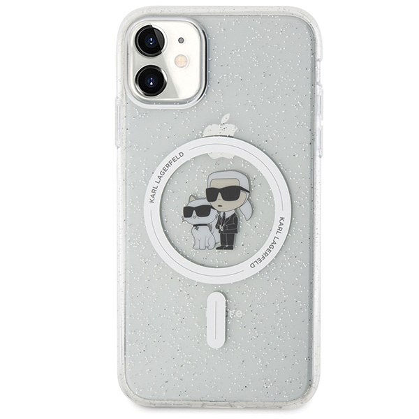 Karl Lagerfeld KLHMN61HGKCNOT iPhone 11 / Xr 6.1" transparent hartcase Karl&Choupette Glitter MagSafe