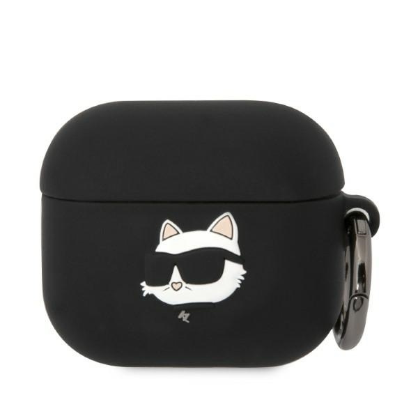 Karl Lagerfeld KLA3RUNCHK Kryt AirPods 3 černý/černý Silikonová hlava Choupette 3D