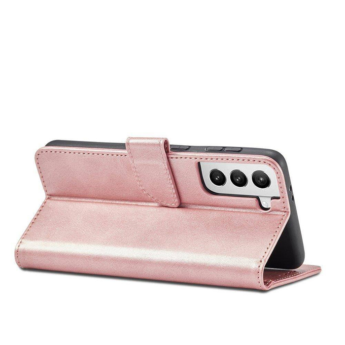 Magnet Case étui élégant coque couverture avec rabat et fonction stand Samsung Galaxy S22+ (S22 Plus) rose