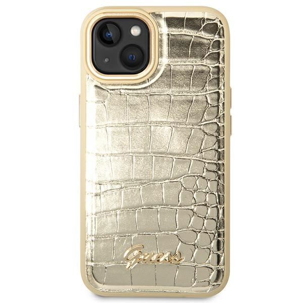 Case GUESS Apple iPhone 14 Plus Croco Collection Gold Hardcase