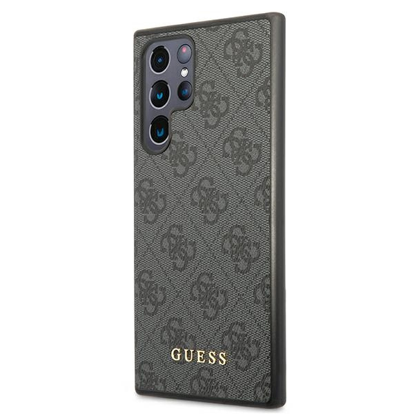 Funda GUESS Samsung Galaxy S22 Ultra 4G Metal Oro Logo Gris Hardcase